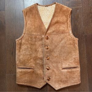 Vintage Sheepskin Vest Brown Size 40 Large The Hide Society Made In Canada 🇨🇦